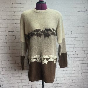 Vintage Du Rhone tan knit sweater - silk, angora, lambswool medium